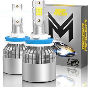 img 4 attached to 💡 Mega Racer H11/H8/H9/H16 LED Headlight Bulbs - Powerful 6000K Diamond White Lights for High Beam, Low Beam, or Fog Light | 40W 8000 Lumens, COB IP68 Waterproof | Pack of 2