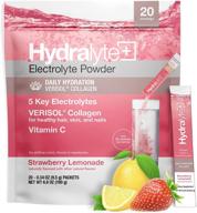 hydralyte electrolyte hydration powder packets with verisol collagen peptides, vitamin c & zinc, strawberry lemonade flavor – enhance hair, skin and nail health, 20 ct logo