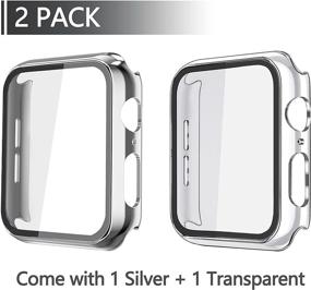 img 3 attached to 📱 Misxi 2 Pack Hard PC Case with Tempered Glass Screen Protector for Apple Watch Series 6 SE Series 5 Series 4 40mm, Silver + Transparent