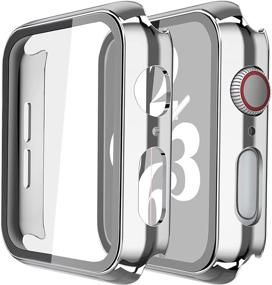 img 4 attached to 📱 Misxi 2 Pack Hard PC Case with Tempered Glass Screen Protector for Apple Watch Series 6 SE Series 5 Series 4 40mm, Silver + Transparent