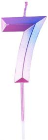 img 4 attached to 🎂 7th Birthday Candle Topper Decor - Vibrant Purple-Pink Contrast Color Number 7 Cake Candle for Child's Birthday Celebration - Ideal for Girls, Boys, Women, and Men (Number 7)