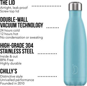 img 2 attached to Chilly's Bottles: Leak-Proof, No-Sweat, BPA-Free Stainless Steel Water Bottle with Vacuum Insulation - Keeps Liquids Cold for 24+ Hours, Hot for 12 Hours