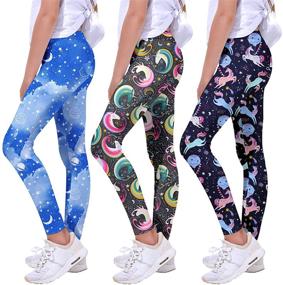 img 4 attached to 🧜 Mermaid Girls' Clothing: Quedoris 3-Pack Printed Leggings