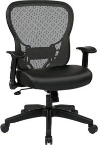 img 3 attached to Black Adjustable Managers Chair with R2 SpaceGrid Back, Padded Memory Foam Eco Leather Seat, 2-to-1 Synchro Tilt Control, Adjustable Flip Arms, and Nylon Base