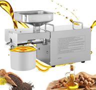 🌰 cgoldenwall 1200w household commercial automatic oil press machine for nuts and seeds, cold & hot pressing stainless steel presser with industrial motor (110v) logo