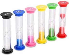 img 3 attached to 🕒 KISEER 6 Pcs Colorful Sand Timers Set - 30sec, 1min, 2mins, 3mins, 5mins, 10mins - Ideal for Teeth Brushing, Cooking, Games, School, Office