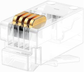 img 4 attached to 🔌 Uvital 100-Pack RJ9 4P4C 4P2C Male Plug Connectors – Transparent Color, Crimp End with Standard Telephone Handset Modular Plugs and Crimper