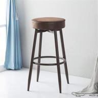 🪑 dyh industrial backless counter stool with cushion - swivel barstool for kitchen counters, 24 or 29 inch height, brown (1 piece) logo