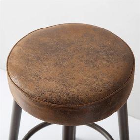 img 1 attached to 🪑 DYH Industrial Backless Counter Stool with Cushion - Swivel Barstool for Kitchen Counters, 24 or 29 Inch Height, Brown (1 Piece)