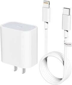 img 4 attached to 🔌 Быстрая настенная зарядка Apple MFi Certified 20W для iPhone 11 12 Pro Max Mini XS/XR/X/SE2/8Plus, iPad Pro, Airpods, с 5FT USB C кабелем адаптером Lightning - Быстрое зарядное устройство, совместимо с Samsung Power PD плагином.