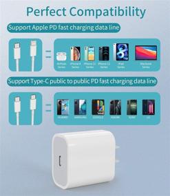 img 2 attached to 🔌 Быстрая настенная зарядка Apple MFi Certified 20W для iPhone 11 12 Pro Max Mini XS/XR/X/SE2/8Plus, iPad Pro, Airpods, с 5FT USB C кабелем адаптером Lightning - Быстрое зарядное устройство, совместимо с Samsung Power PD плагином.