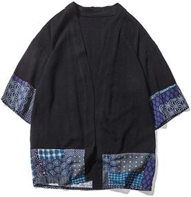 img 1 attached to 👘 Stylish and Comfortable Perdontoo Cotton Kimono Jackets Cardigan: Perfect Blend of Fashion and Function