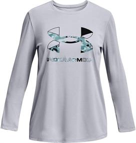 img 2 attached to 👚 Optimized Search: Under Armour Girls' Tech Graphic Print Fill Big Logo Long-Sleeve T-Shirt