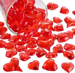 img 4 attached to ❤️ Bememo Acrylic Heart Gems - 1.1 LB Plastic Valentine's Day Table Scatter Decoration with Multiple Styles - Vase Filler, Red (168 Pieces)