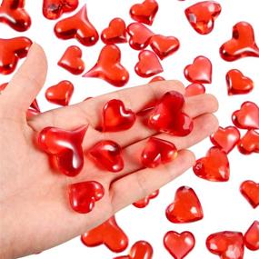 img 3 attached to ❤️ Bememo Acrylic Heart Gems - 1.1 LB Plastic Valentine's Day Table Scatter Decoration with Multiple Styles - Vase Filler, Red (168 Pieces)