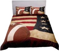 🏈 adasmile a & s 3d sports bedding: queen size american flag football duvet cover set for boys - perfect sports bedroom decor! logo