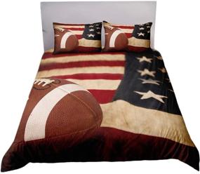 img 4 attached to 🏈 ADASMILE A & S 3D Sports Bedding: Queen Size American Flag Football Duvet Cover Set for Boys - Perfect Sports Bedroom Decor!