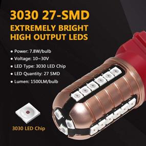 img 3 attached to 🔴 Phinlion Super Bright LED Brake Light Bulbs - 3000 Lumens, 3030 27-SMD, Compatible with 3056 3057 3457K 4057 4157, Turn Signal Blinker Tail Stop Lights in Pure Red