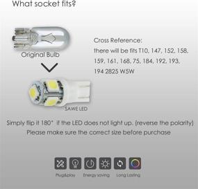img 2 attached to SAWE - T10 клиновая лампа с 5-светодиодной 5050 лампочкой W5W 2825 158 192 168 194 (4 штуки) (белый)