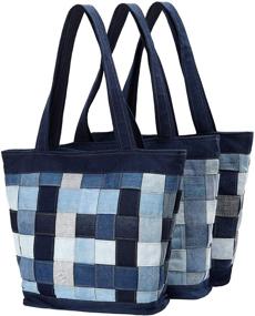 img 1 attached to S-JACOL Denim Handbags with Stripe Tape: Casual Shoulder Bag