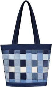 img 4 attached to S-JACOL Denim Handbags with Stripe Tape: Casual Shoulder Bag