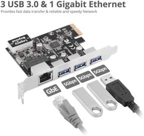 img 1 attached to 🔌 SIIG 3 порта PCI Express USB 3.0 Адаптерная карта + Gigabit Ethernet LAN - Стандартная и низкопрофильная, совместима с Windows Server, 7, 8, 8.1, 10 ПК (LB-US0614-S1)