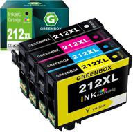 🖨️ greenbox remanufactured ink cartridge set for epson 212xl 212 xl in workforce wf-2850 wf-2830 & expression home xp-4100 xp-4105 printer (1 black, 1 cyan, 1 magenta, and 1 yellow) logo