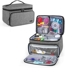 img 4 attached to 🧵 Luxja Sewing Accessories Organizer with 2 Transparent Removable Pockets, Patent Pending Sewing Supplies Organizer in Gray