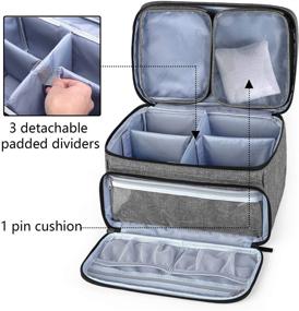 img 2 attached to 🧵 Luxja Sewing Accessories Organizer with 2 Transparent Removable Pockets, Patent Pending Sewing Supplies Organizer in Gray