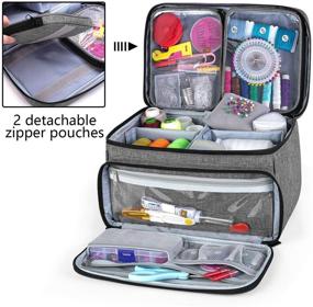 img 3 attached to 🧵 Luxja Sewing Accessories Organizer with 2 Transparent Removable Pockets, Patent Pending Sewing Supplies Organizer in Gray