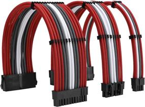 img 4 attached to 💻 Enhance Your PC's Aesthetics and Performance with FormulaMod Sleeve Extension Cable Kit - ATX 24P+ EPS 8-P+PCI-E8-P (Red Grey White)