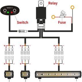 img 2 attached to NAOEVO 20-дюймовая 420Вт Световая панель LED Spot Flood 2 шт - 4-дюймовая 120Вт Желто-белая светодиодная аварийная подсветка для внедорожного движения, функция сброса памяти 6 режимов, рабочий светильник с проводкой для грузовика, лодки, джипа, трактора (3 шт)