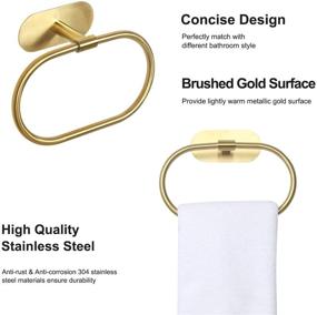 img 1 attached to 🛁 HouseAid Self Adhesive Towel Ring: Stylish Stainless Steel Hand Towel Holder, No Drill Installation, Brushed Gold Hanger for Modern Bathrooms