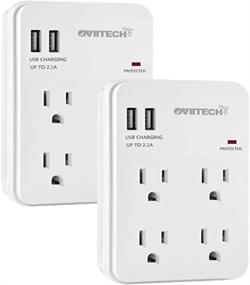 img 4 attached to OviiTech Multi-Functional Wall Mount Outlet: 4-Outlet Surge 🔌 Protector with USB Charging Ports - ETL Listed, 2 Pack