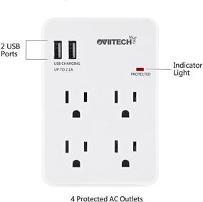 img 3 attached to OviiTech Multi-Functional Wall Mount Outlet: 4-Outlet Surge 🔌 Protector with USB Charging Ports - ETL Listed, 2 Pack