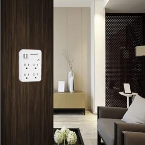 img 1 attached to OviiTech Multi-Functional Wall Mount Outlet: 4-Outlet Surge 🔌 Protector with USB Charging Ports - ETL Listed, 2 Pack