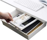 🗄️ maximize desk space with baffect large under desk hidden storage tray - slide out drawer organizer with removable compartments - white logo