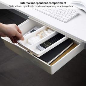 img 3 attached to 🗄️ Maximize Desk Space with Baffect Large Under Desk Hidden Storage Tray - Slide Out Drawer Organizer with Removable Compartments - White