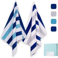 🏖️ 2 pack large plush beach towels with double-color stripe (30”x60”) - 100% cotton, soft swim towel set for adults, ideal for sunbathing, poolside lounge, and bath logo