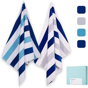 img 4 attached to 🏖️ 2 Pack Large Plush Beach Towels with Double-Color Stripe (30”x60”) - 100% Cotton, Soft Swim Towel Set for Adults, Ideal for Sunbathing, Poolside Lounge, and Bath