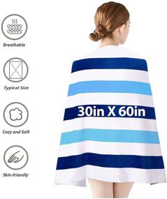 img 3 attached to 🏖️ 2 Pack Large Plush Beach Towels with Double-Color Stripe (30”x60”) - 100% Cotton, Soft Swim Towel Set for Adults, Ideal for Sunbathing, Poolside Lounge, and Bath