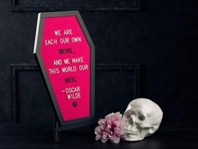 img 1 attached to 🖤 Nomnu Pink Felt Coffin Letter Board: Spooky Goth Halloween Decor for a Hauntingly Stylish Home - 17X10