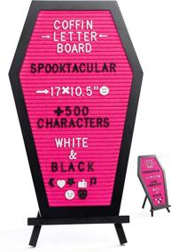 img 4 attached to 🖤 Nomnu Pink Felt Coffin Letter Board: Spooky Goth Halloween Decor for a Hauntingly Stylish Home - 17X10