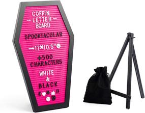 img 3 attached to 🖤 Nomnu Pink Felt Coffin Letter Board: Spooky Goth Halloween Decor for a Hauntingly Stylish Home - 17X10