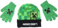 🧦 minecraft creeper peep kids beanie hat cap and gloves set - vibrant green edition logo