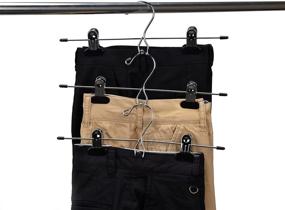 img 3 attached to 👖 Set of 12 Heavy Duty Quality Pants Hangers with Add-on Skirt/Slack Metal Hanger, Wide Adjustable Clips, Stackable Design, Chrome Finish, Ideal for Jeans, Bottoms