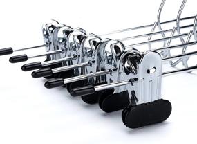 img 2 attached to 👖 Set of 12 Heavy Duty Quality Pants Hangers with Add-on Skirt/Slack Metal Hanger, Wide Adjustable Clips, Stackable Design, Chrome Finish, Ideal for Jeans, Bottoms