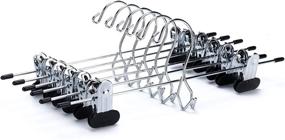 img 4 attached to 👖 Set of 12 Heavy Duty Quality Pants Hangers with Add-on Skirt/Slack Metal Hanger, Wide Adjustable Clips, Stackable Design, Chrome Finish, Ideal for Jeans, Bottoms