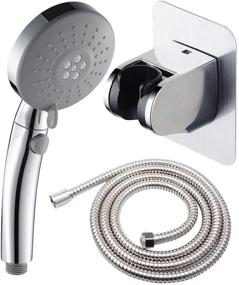 img 4 attached to 🚿 Deliao Elderly Handheld Shower Head: Disabled & Pregnancy-Friendly Design, Longer Hose, Suction Cup Holder, Control Button, Chrome Finish - Ideal for Home Care