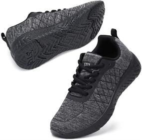 img 4 attached to STQ Dark Grey/Black Women's Lace Up Lightweight Workout Sneakers - Size 9, Comfortable & Stylish